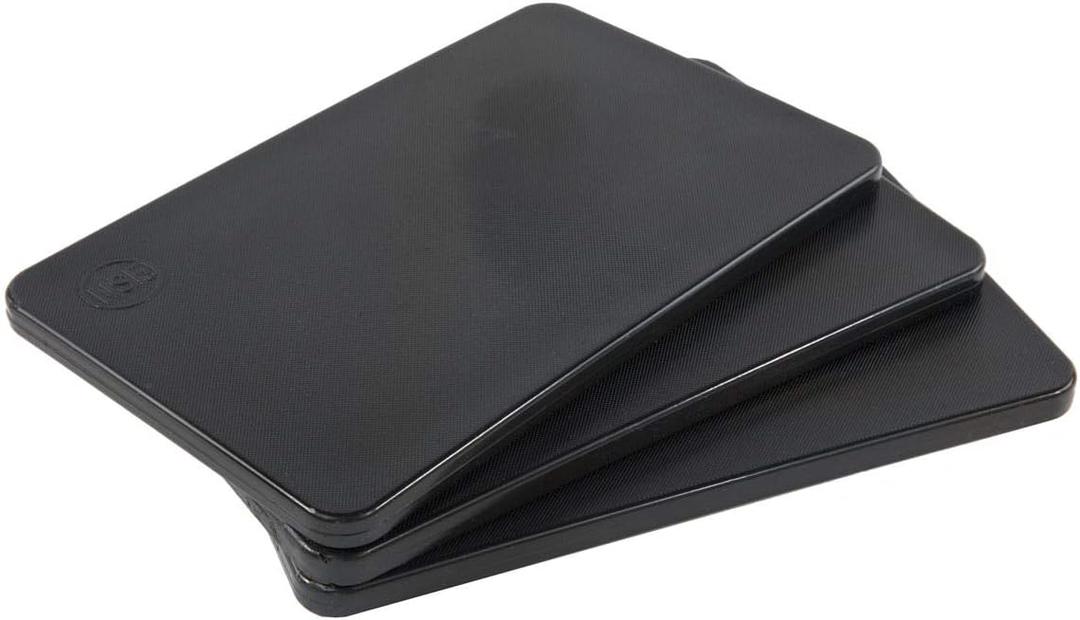 Restaurant Bar Boards, 3 Pack Set of 10 x 6 Inch Black Plastic Cutting Boards - HDPP Quality and Approved for Restaurants and Bartenders