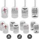 Inkstone Dogtag Necklaces | (4 Pack) | Bible Verses Psalm 56:3, Isaiah 40:31, and Matthew 7:7" | Wholesale Bulk Religious Party Favors and Christian Bible Gifts for Men Women