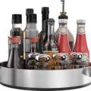 VAEHOLD Pantry Cabinet Lazy Susan Stainless Steel Black Spice Rack Turntable - Decorative Trays Storage Containers Organizer for Kitchen Cabinet, Snacks, Bathroom (12 inches) (Silver)