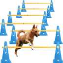 TNZMART Dog Agility Hurdle Cones Pet Jump Training Set Dog Agility Course Backyard Set Adjustable Obstacle Training Set (Blue, 6 Sets)