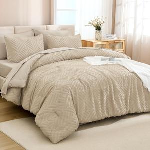 Andency California King Comforter Set Khaki - 7 Pieces Bed in a Bag Cal King Bedding Comforter Sets, Tufted Lightweight Fluffy Bed Set with Comforter, Sheets, Pillowcases & Shams