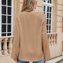 ZAFUL Womens Button Down Shirts 3/4 Long Sleeve Dressy Casual Tops Satin Silk Business Blouses Champagne L (White, L)