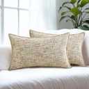  Pack of 2 Chenille Tweed Throw Pillow Covers 12x20 Inch, Colorful