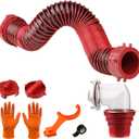3FT RV Sewer Hose Kit: Heavy Duty Camper Waste Hose with Leak-Proof Swivel Fittings, 90 Clear Elbow, 4-in-1 Adapter, TPE Tech for Crush-Proof and UV-Resistant