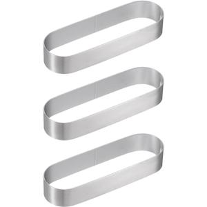 uxcell 3pcs Oval Cake Rings 4.6 x 1.6 Inch Stainless Steel Cake Pastry Molds Nonstick Baking Ring for Cake Dessert Molding, Mousse Pastries Making, Silver Tone