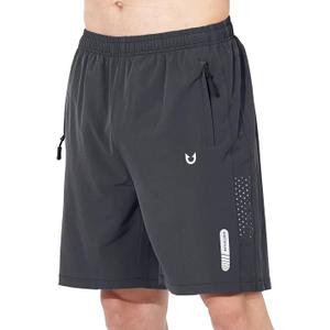 NORTHYARD Men's Athletic Running Shorts Gym Workout 7"/ 9"/ 5" Quick Dry Lightweight Sports Basketball Tennis 3 Zipper Pockets Darkgrey S