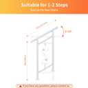 2 Step Handrails for Outdoor Steps, Adjustable,White Wrought Iron