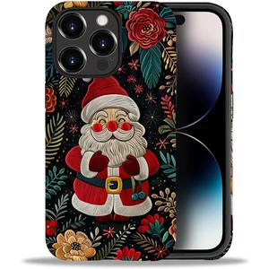 Case Compatible with iPhone 14 Pro,The Lovely Santa Claus Christmas for Woman Men Full Body Protective Cover Shockproof 2 in 1 Silicone + Hard PC Design