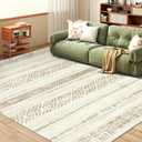 Miukiki 6x9 Area Rug for Living Room Moroccan Washable Rugs Non Slip Indoor Floor Carpet Foldable Large Soft Area Rug for Dining Room Bedroom with Low Pile(Brown,6'x9')