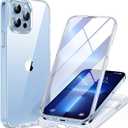 Miracase Glass Case for iPhone 13 Pro Max 6.7 inch, Upgrade Full-Body Clear Phone Bumper Case Cover with Built-in 9H Tempered Glass Screen Protector, Clear