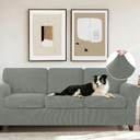 CHUN YI 7 Piece Couch Covers for 3 Cushion Couch, 3 Seater Stretch Sofa Slipcover with Seperate Backrest and Cushion Covers, Anti-Slip Washable Furniture Protector for Dogs Pets (Large, Dove Gray)