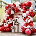 Red Pink Balloon Arch Kit Double Stuffed Dark Red Pink Burgundy White Pearl Balloon Garland With Bows for Mothers Day Wedding Bridal Shower Engagement Mom Birthday Anniversary Party Decor