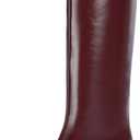 Knee High Boots Women Slip on Low Kitten Heel Tall Boots Pointed Toe Long Fall Boots for Women (6, Burgundy)