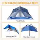 HOMEDEMO 9.5FT Oversized Beach Umbrella Shelter with Patented Side Panels, 3-in-1 Canopy Umbrella Shade Tent for Sports Games, Beach, Picnic, Bleacher Blue