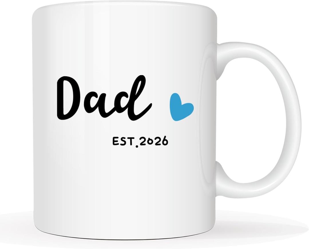 MAUAG Dad Est 2026 Coffee Mug, Father's Day New Dad Gifts for Men Him, First Time Dads Cup, White 11 Oz