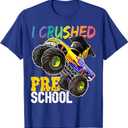 I Crushed Preschool Monster Truck Graduation Cap Gift Boys T-Shirt 4T Blue