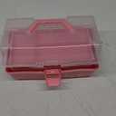 12'' Three-Layer Clear Plastic Storage Box with Handle, Craft Tool Box, 3 Layer Pink Tackle Box for Women, Organizer Box for Sewing Art and Cosmetic (Pink) (1PCS)