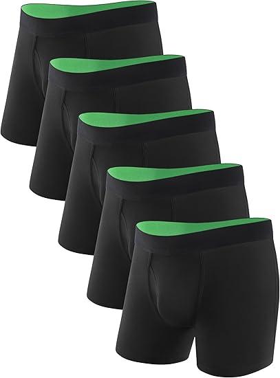 TIICHOO Washable Incontinence Underwear for Men Regular Absorbency Incontinence Boxer Briefs with Fly 5 Pack, 4XL