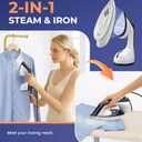 Steamer for Clothes, 1600W 2-in-1 Steamer & Iron with Large Ceramic Plate, Powerful Turbo Steam, Smart Temperature Control, Auto-Off, Wrinkle Remover for All Fabrics (white)