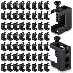 Tandefio 50 Pcs 1/4"-20 Spring Steel Beam Clamps Metal Beam Hangers Bolt on Clamp for Installation on Beams 1/4" and 3/8" Threaded Rod, S Hooks and Bridle Rings for Pipe Cable Woodworking Tool