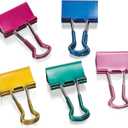 Officemate Easy Grip Medium Binder Clips, Assorted Metallic Colors, 12 Pack (31054)