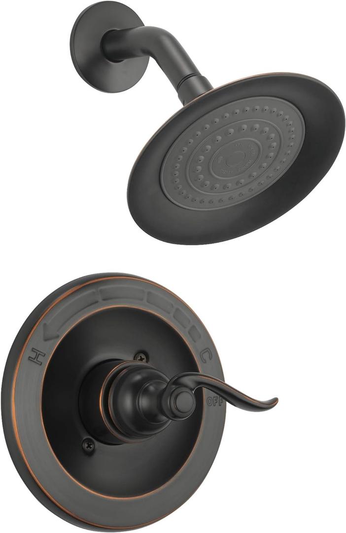 Delta Faucet Windemere Single-Function Shower Trim Kit with Single-Spray Shower Head, Oil Rubbed Bronze BT14296-OB (Valve Not Included)