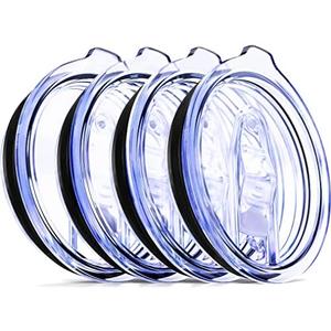 4 Tumbler Lids, 12 oz Spill Proof 2.9 inch Diameter (Outer Rim) Lids for Mugs - No Leak Design Splash Resistant Replacement Silicon Sliding Covers, Pack of 4 Insulated Cover