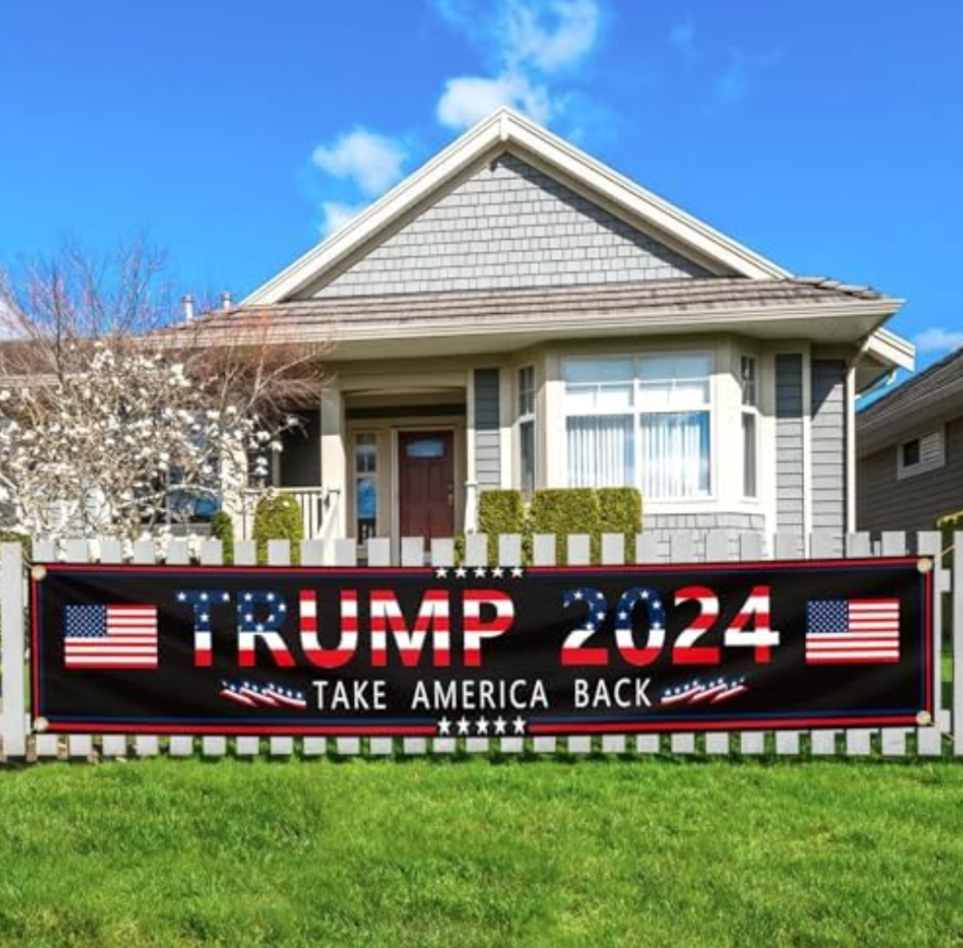 Trump 2024 Banner 120"" x 20"" Decorations Take America Back Yard,Flag 60x35  2 Pcs