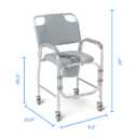 Medline Aluminum Padded Shower Chair Commode with 4 Locking Casters, 300 lbs. Capacity For Restroom, Bathroom & Wheelchair Transfer to Toilet, 1 Ct.