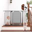 29.5"-48" Metal Mesh Baby Gate for Stairs & Doorways - Easy Install 30.5" Tall, Auto Close, Pressure Mounted, No Drilling - Stylish Safety Gate for Pets, Child Gate for Kids, Black