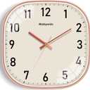 10 Inch Wall Clock, Silent Non Ticking Wall Clocks Battery Operated, Square Analog Decorative Wall Clocks for Bedroom Living Room Office Home Gym Porch Decor Indoor Outdoor Clock, Rose Gold