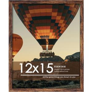 12x15 Picture Frame Brown, Classic Poster Frame for Horizontal or Vertical Wall Mounting, 1 Pack