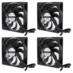 UMLIFE 4-Pack 120mm 120x120x25mm 12V Black Computer Case Fans High Performance Cooling Low Noise 3-Pin 1400 RPM Quiet Long for Computer PC Case CPU Cooler Radiator Cooling Fan