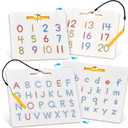 GAMENOTE Double Sided Magnetic Letter & Number Board Set - Alphabet & Numbers Tracing Board for Toddlers, ABC Uppercase & Lowercase Practicing, Math Learning, Educational Toys for Kids