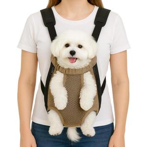 Dog Backpack Carrier, Pet Sling Front Backpack for Small Medium Dogs 10-16 Lbs, Legs Out, Adjustable Wearable Puppy Chest Travel Bag, Thick Straps & Cushion, Easy-Fit for Hiking/Walking/Camping
