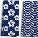 2 x Blue Flowers Kitchen Towels, Floral Dish Towels, Clouds Kitchen Towels Decorative Set, Flower Prints Decoration for Home, Cute Hand Towels, Gifts for Women, Set of 2, 16x24 (Blue-1)