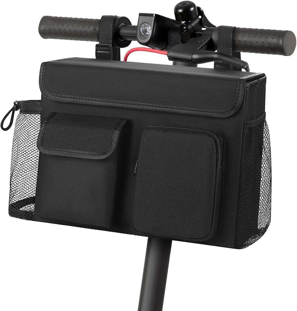 Electric Scooter Bag Wheelchair Bag, Scooter Storage Bag with 15-Inch Laptop Pocket and Cup Holders, Durable Basket for Scooter, Wheelchair and Bike, Mobility Scooter Accessories for Adults (Black)