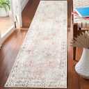 MUJOO Hallway Runner Rug 2'x8' Pink Long Rug Runners Boho Machine Washable Non Slip Carpet for Entryway Kitchen Bathroom Bedside Retro Soft Low-Pile Blossom