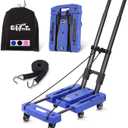 Folding Hand Truck Lightweight Hand Truck Dolly Foldable,Luggage cart with 6 Rotate Wheels, Utility Cart with Adjustable Handle,Collapsible Dolly for Moving-Blue