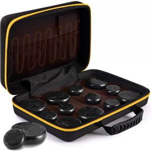 SereneLife Portable Basalt Stone Massage Set with Heating Bag - Hot Stone Massaging Black Basalt Kit, 12 Rocks Massage Stones and Warmer Set, Soothing Massage Accessories