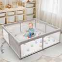 Baby Playpen Play Pens for Babies and Toddlers Baby Fence Baby Play Yards for Indoor & Outdoor with Breathable Mesh Anti-Fall Playpen Grey (50"X50")