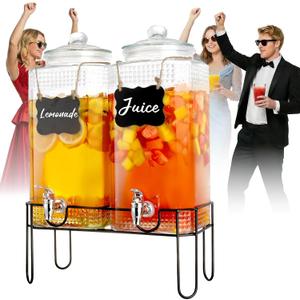 2 Gallon Glass Drink Dispensers For PartiesLemonade Beverage Dispenser With Stand And Spigot For BBQ, Picnic, Party,Laundry Detergent Dispenser