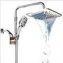 ELLO&ALLO Filtered Rain Shower Head with Handheld Spray, Rainfall Shower Head Combo with 59" Hose, Dual Showerhead Set with Adjustable Shower Extension Arm, Chrome