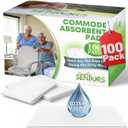 Commode Absorbent Pads for Bedside Commode Liners - 100 Pads for Portable Toilet Bags- No More Days Doing The Dirty Work - For Bedside Toilet Liners, Potty Bags for Portable Toilet, Potty Chair Liners