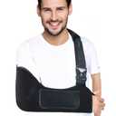 Arm Shoulder Sling for Men and Women,Porous comfort Medical Sling with Pocket Shoulder Pad for Rotator Cuff Injury,Support for Arm,Wrist, Elbow,Clavicle Fracture Post-Surgery(Black,Large)