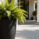 Worth Garden 2-Pack 21" H. Black Tall Planters with Inside Pots - 14'' Dia Plastic Large Round Plant Tree Pots - Decorative Imitation Stone Finish for Indoor Outdoor Front Porch Container Patio