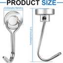 E BAVITE Swivel Swing Silver Magnetic Hooks,30LBS Powerful Strong Neodymium Rare Earth Magnet Hook. Perfect for Refrigerator, Kitchen and Other Surfaces, Pack of 50
