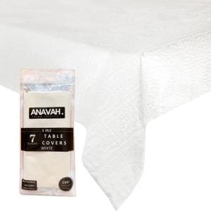 Paper Tablecloths for Rectangle Tables 7 Pack,White Disposable Paper Tablecloth, 3 Ply Paper & Plastic 54" x 108" Tablecover, Table Cloth for Various Occasions Parties, Indoor & Outdoor Banquet Use