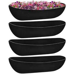 Riare 4 Pack 36 Inch Black Felt Window Box Liners- Fabric Trough Planter Basket Liners Replacement, Non-Woven Hanging Plant Liner for Wall Hanging Basket, Garden Fence Railing (Avoid Bird Nesting)