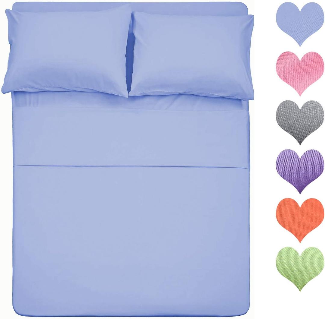 Best Season 400 Thread Count Cotton Queen Size Sheet Set (Baby Blue Color) 4 Piece - 100% Long Staple Cotton Sheets Set, Pure Cotton Bed Sheets Sets with Deep Pocket fit Upto 16 inch